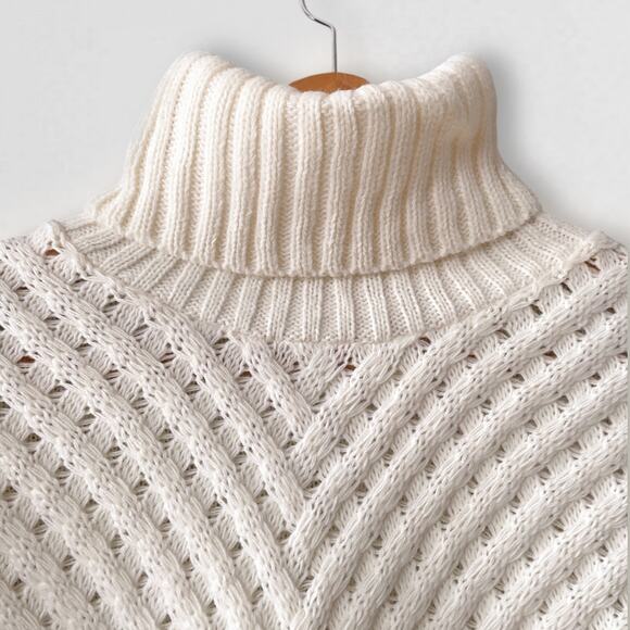 80s Scandi Cream Turtleneck Sweater Minimalist Vanilla Girl Quiet Luxury M - Picture 4 of 9